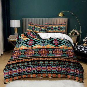 Sängkläder sätter boho täcke omslag randig etnisk landsstil med färgglada marockanska sydvästra stamkung