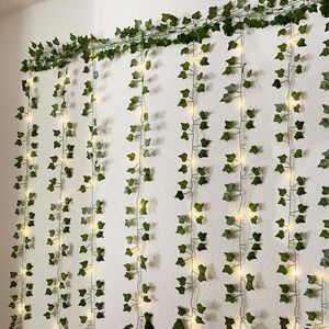 Strings 2.2M Green Leaf Ivy Vine Fairy Light String Artificial Plants LED Lamp Garland Wall Decoration DIY Hanging Lights