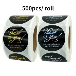 Gift Wrap 1.5 Inch Gold Stamping Thank You Stickers For Supporting My Small Business Round Balck Labels Packaging Sealing