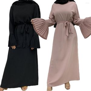 Ubranie etniczne Muzułmańskie kobiety na Bliskim Wschodzie Długie sukienka plisowana rękaw płaski Ramadan Islamski Eid Abaya Casual Slim Maxi Robe Jilbab Malaysia