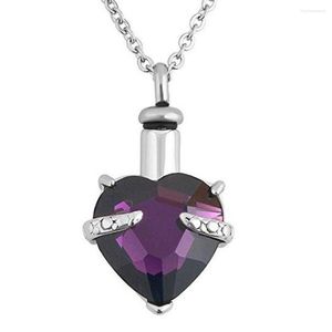 Pendant Necklaces Stainless Steel Glass Heart Cremation Urn Necklace For Ashes Jewelry Memorial With 20" Chain