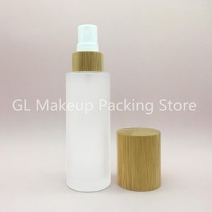 Lagerung Flaschen Kosmetik Nachfüllbare Ätherisches Öl Glas Flüssigkeit Flasche Für Massage Bambus Pump Tops Spray Deckel 20 ml 30 ml 40 ml