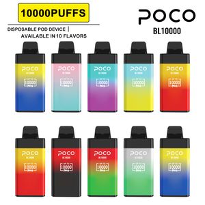 Оригинал 10000 Puffs Электронная сигарета Poco BL10000 Одноразовый воздушный поток Vape Pen Регулируемый поток.