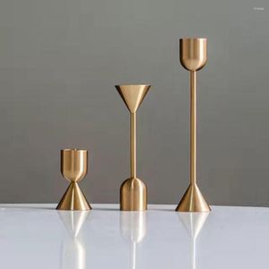 Candle Holders 3PCS Metal Long Pillar Simple Golden Wedding Decoration Bar Party Supply Living Room Home Decor Candlestick Gift