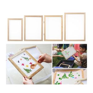 Other Arts And Crafts Mtisize Wooden Papermaking Mod Frame Diy Paper Making Sn Dried Flowers Handcraft Mesh Mold Drop Delivery Home G Dhz9X