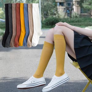 Women Socks 2 Pairs Cotton Knee High Black White Solid Color Fashion Casual Calf SockFemale Girl Party Dancing Sexy Long