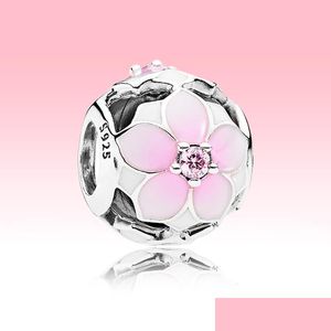 Charms Openwork Pink Magnolia Flower Charm With Original Box For Pandora 925 Sterling Sier Beads Bangle Bracelet Making Drop Deliver Dhfha