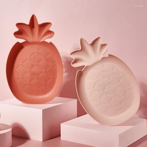 Plates Pink White Plastic Plate Candy Nut Fruits Storage Tray Creative Pineapple Dish Desktop Container Home Decoration