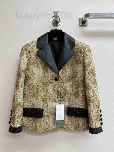 Women's Wool & Blends designer Autumn and winter 2022 new lapel single breasted pocket woven tweed coat women YOW5
