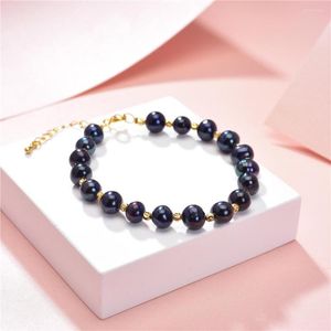 Charm Bracelets 5 Colors Natural Freshwater Pearl Beads Bracelet Pearls Strand Fine Wristband Jewelry For Women Gifts Bangle 19cm B387