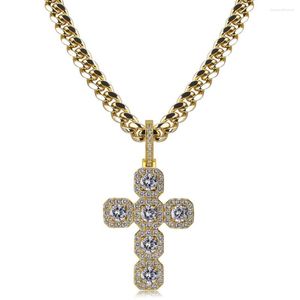 Anhänger Halsketten JINAO 2022 Hochwertige Kreuz Halskette mit Gold Silber Farbe Iced Out CZ Hip Hop Bling Schmuck Geschenk für Frauen Männer