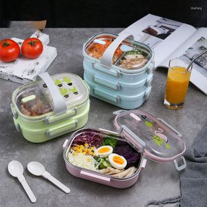 Dinnerware Sets 304 Stainless Steel Lunch Box Multi-layer Compartment Sealed Bento Portable Leak-proof Lunchbox Commute Outing Boxes