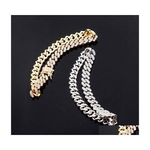 Anklets designer smycken isade ut kedjor män kvinnor hip hop diamant ankel armband guld sier kubansk länk modetillbehör charms 4 dhw4m