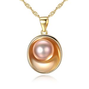 European Minimalist Design Shell Pearl S925 Silver Pendant Halsband smycken mode Sexiga kvinnor pläterade 18k guld utsökt halsbandskedja tillbehör