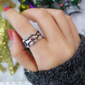 Wedding Rings Bohemian Vintage Silver Color Multilayer Fish For Women Trendy Jewelry Adjustable Antique Anillos