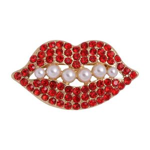 Pins broches rode lippen liefde broche strass kunstmatige parelcoat pin pin dame mode sieraden 3 8yn p2 drop levering dhymo