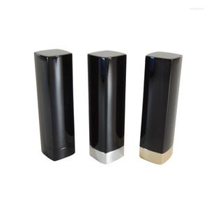 Aufbewahrungsflaschen, quadratisches Aluminium-Lippenstiftrohr, glänzende schwarze Farbbehälterhülle, Lippenstiftverpackung