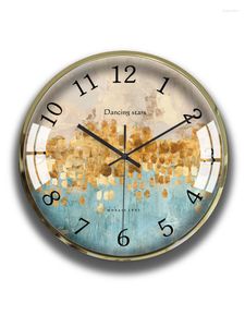 壁時計北欧の贅沢モダンなclcok抽象クリエイティブリビングルームブルーピンクアートサイレント12インチラウンドレトロキッチン