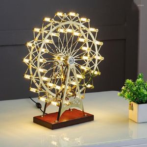 Lampy stołowe Nordic Rotatable Ferris Wheel Lampa LED Modern Study salon Decor Decor Decor sypialnia nocna oświetlenie oświetleniowe oświetlenie