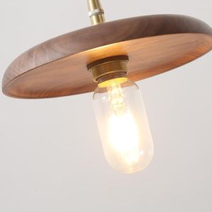 Pendant Lamps Walnut Color Single-headed Restaurant LED Lights Simple Nordic Style Coffee Shop Table Bedside Rope Chandelier