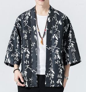 Ethnic Clothing Men Summer Kimono Cardigan Print Samurai Costume Male Yukata Haori Casual Outerwear Cosplay Streetwear Plus Size 5XL