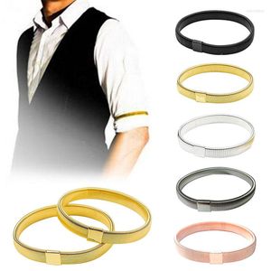 Fingerless Handskar unisex stretchy metallhylsa Band Mens Elastic Non-Slip Cuffs Arm Shirt Holder Men Ladies Armband Accessories