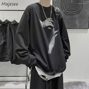 Erkek T Shirt T-Shirt Erkekler Kore Tarzı Trendy Bol Moda O-Boyun Sonbahar Tasarım Uzun Kollu Baskı Rahat Harajuku Günlük Streetwear