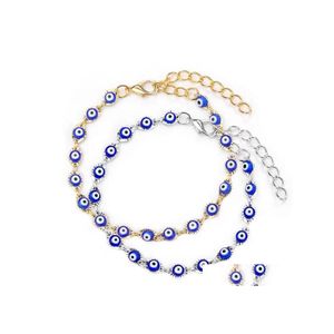 Charmarmband kvinnor Lucky Turkish Evil Blue Eye Lover Par Jewelry Chain Armband f￶r g￥va Drop Delivery Dh6nl