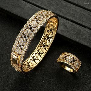 Necklace Earrings Set EYER Big Fashion Luxury Bold African Bangle Ring For Women Cubic Zircon Pave Party Wedding Saudi Arabic Dubai