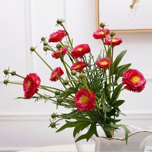 Dekoratif Çiçekler Yapay Çiçek Topu Melaleuca Chrysantemum Düğün Dekorasyon Ev Ekran Tek Şube Sahte Flores
