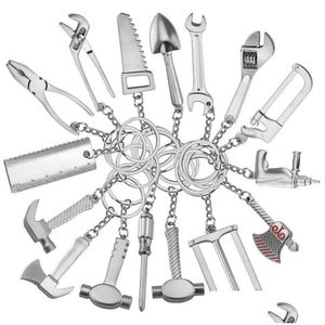 Nyckelringar nyckelringar för män bilväska kombination verktyg bärbar mini verktyg ficklås rer hammare skiftnyckel tång skovel 494 h1 drop dhvlb