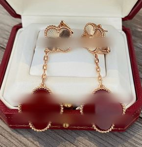 van vans cleef quadrifoglio orecchini pendenti lampadario orecchini designer per donna marca lettera-V oro argentato agata rossa Van-Clef Arpes orecchino regali di Natale