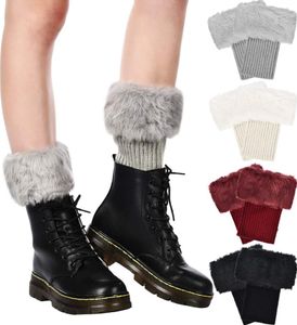 Mode Frauen Socken Winter Faux Pelz Boot Manschette Häkeln Stricken Stiefel Abdeckung Kurze Pelz Beinlinge 9 farben