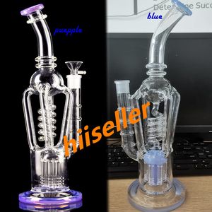 12,5 pollici Freezable Coil Bong Narghilè Recycler Dab Rigs Tubo di vetro fumé con raccoglitore di cenere da 14 mm