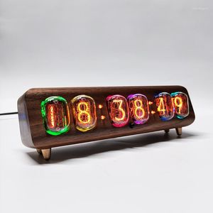V￤ggklockor Creative Retro In12 Glow Digital Tube Clock Mobiltelefon Bluetooth Control Lamp Electronic Desk True