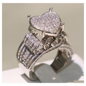 Bröllopsringar choucong toppsäljning av hög kvalitet vintage smycken 925 sterling sier pave vit saaphire cz diamant evighet kvinnor hör dhjob