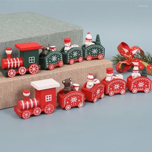 Christmas Decorations Cute Cartoon Decoration Train Kits 2022 Wooden Festoon Toy Set For Garden Bar Window Home Ornaments Child Gifts