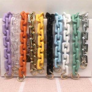 fashion thick chains colorful big strap candy acrylic chain for women bags big handle shoulder crossbody straps bag decoration 2103001