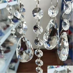 Crystal 50Pcs Clear Faceted Teardrop Water Drop Cut Prism Hanging Pendant Jewelry Chandelier Part Acrylic Bead 609 Q2 Delivery Dhgwa