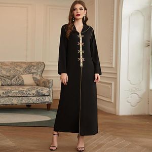 Roupas de roupas étnicas Vestas com capuz abaya long para mulheres dubai de dubai Diamantes muçulmanos Kaftan femme musulman vestido longo feminino