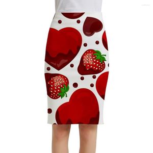 Skirts Somepet Brand Strawberry Women Love Sexy Fruit Print Skirt Cartoon Office Sundresses Ladies Womens Floral Anime