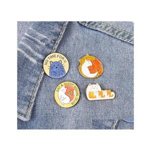 Pins Broschen Nette Cartoon Tier Katze Pin Für Frauen Mode Kleid Mantel Hemd Demin Metall Lustige Brosche Pins Abzeichen Rucksack geschenk Jude Dh8Qi