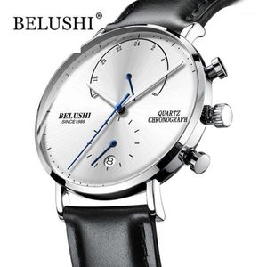Mens Waterproof Watches Leather Strap Slim Quartz Casual Business Mens Wrist Watch Top Brand Belushi Male Clock 2020 Fashion1304F