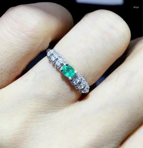 Pierścienie klastra szmaragd pierścień naturalny prawdziwy 925 srebrny srebrny 0,25ct kamień szlachetny palec palec biżuteria nr x18051601
