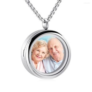 Pendant Necklaces Glass Cremation Jewelry For Ashes Of Loved One Engravable Stainless Steel Keepskae Memorial Urn Women Men Necklace