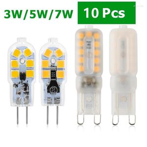 10pcs/lot g4 g9 led bulb 3w 7w light ac12v 220vランプSMD2835スポットライトシャンデリア照明20W 30Wハロゲンを置き換える