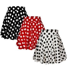 Юбки Женские женщины мини -девочка короткая одежда одежда для одежды повседневная в горошек припечаток к красно -белую черную черную пату sundress4136530