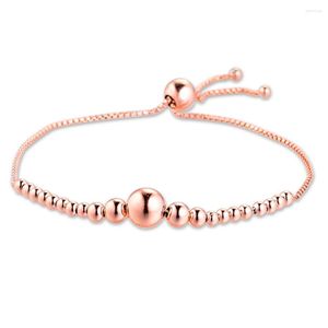 Link Bracelets 925 Sterling Silver Rose Gold String Of Beads Slider Bracelet For Women DIY Making Party Gift Fine Jewelry Pulseras