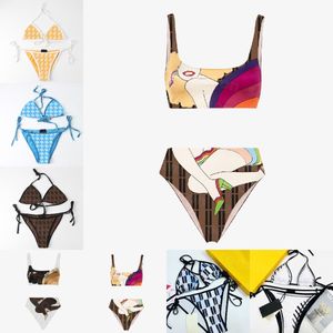 Lüks Tasarımcı Mayo Kadınlar Mektubu Baskı Mayo İki Parçalı Set Mayo Bikini Backless Mayolar Setleri