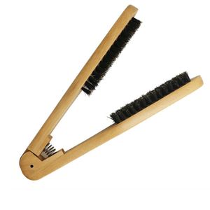 Wooden Straightening Comb Double Sided Brush Clamp Hair Hairdressing Natural Fibres Bristle